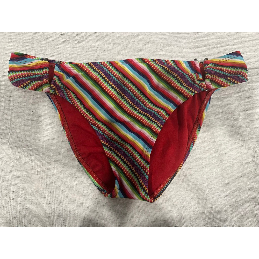 Women's Lucky Brand Red Striped Bikini Bottom Size L